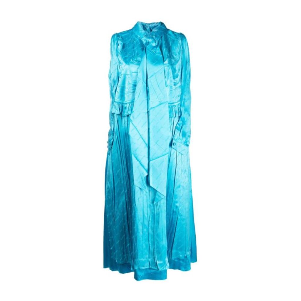 Balenciaga Women's Patch Crinkled-Effect Sleeveless Dress Blue